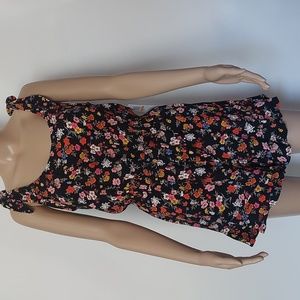 Kingston grey women's Ruffle Tie Shoulder Sleeveless V Neck Romper Floral Size S